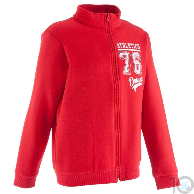 Buy Online India Domyos Brushed Jersey Jacket Red Apparel 8312186 Online Fitness Fitness Activity 10kya Com Fitness Accessories Store
