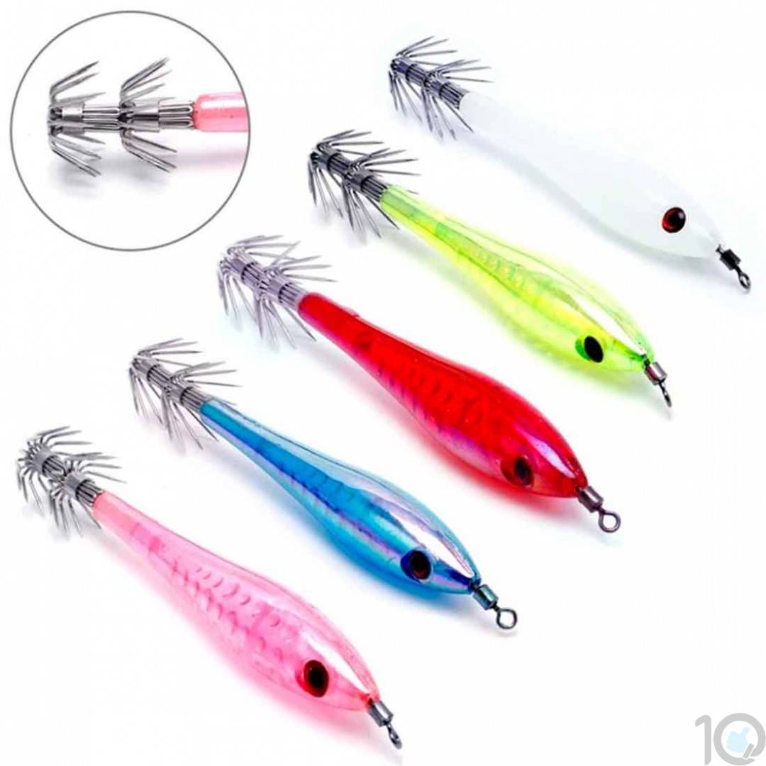 Buy Online India 10Dare Fishing Bait Lure 10 CMs 5 Pack - Luminous Squid  Hook Cuttlefish Jig Hard Lure, 5 colours