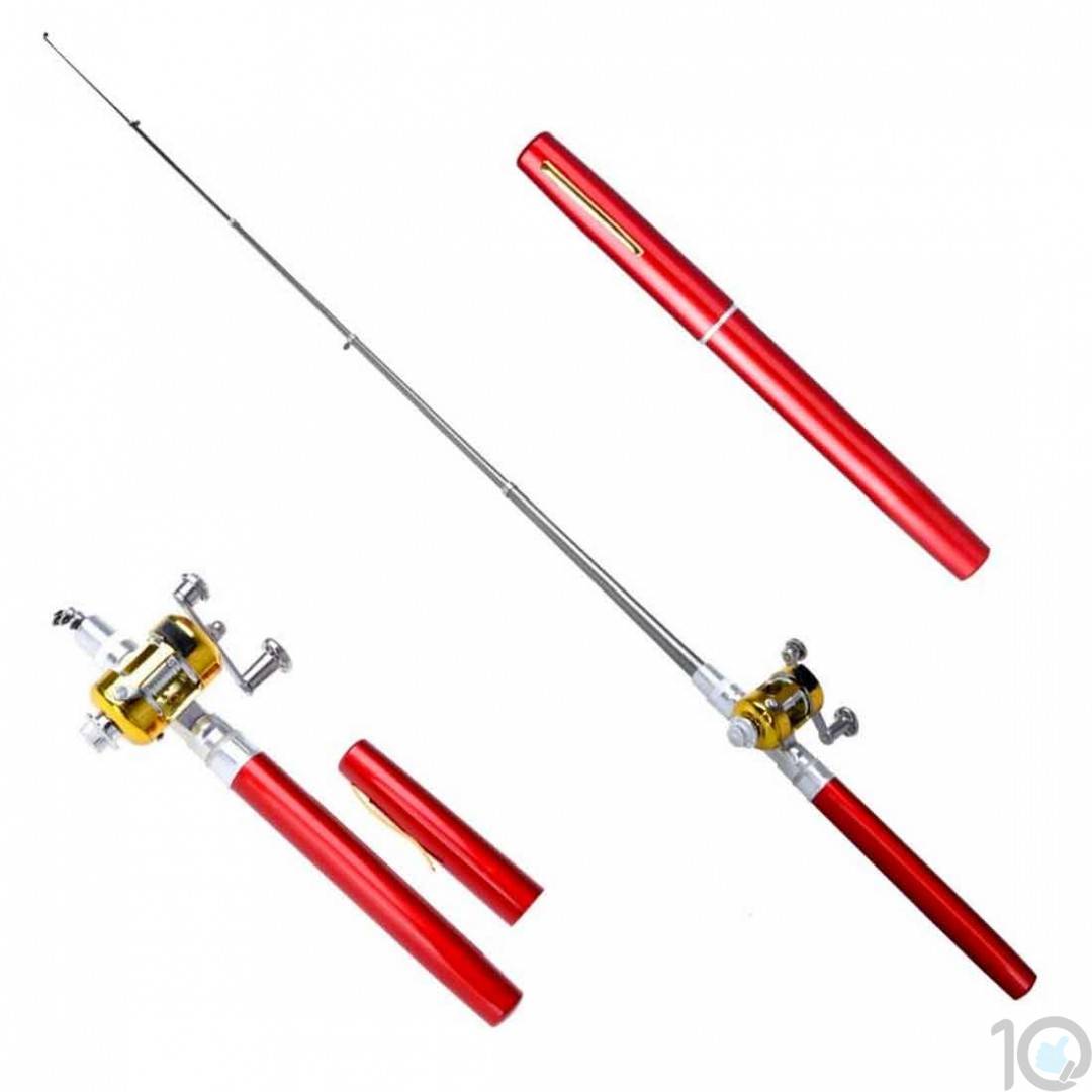 Buy Online India Pen Pocket Fishing Tackle, Silver/Light Grey, Telescopic  Mini Fishing Pole Aluminium Alloy Fishing Rod With Reel & Wheel