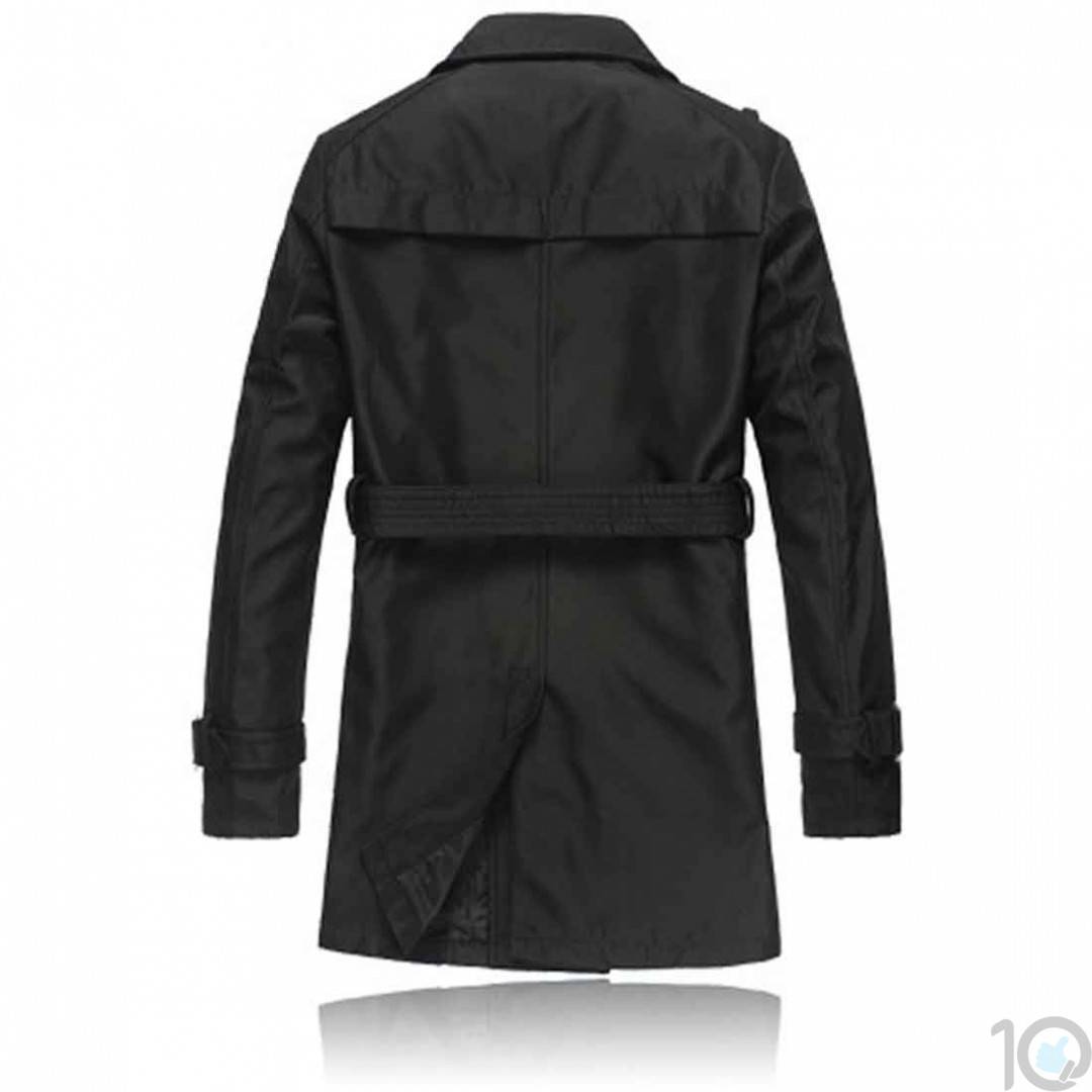 Classic Trench/Over Coat for Men Women Black Double Breast Design  Stylish Polyester/Cotton Winter Wear HSN 62