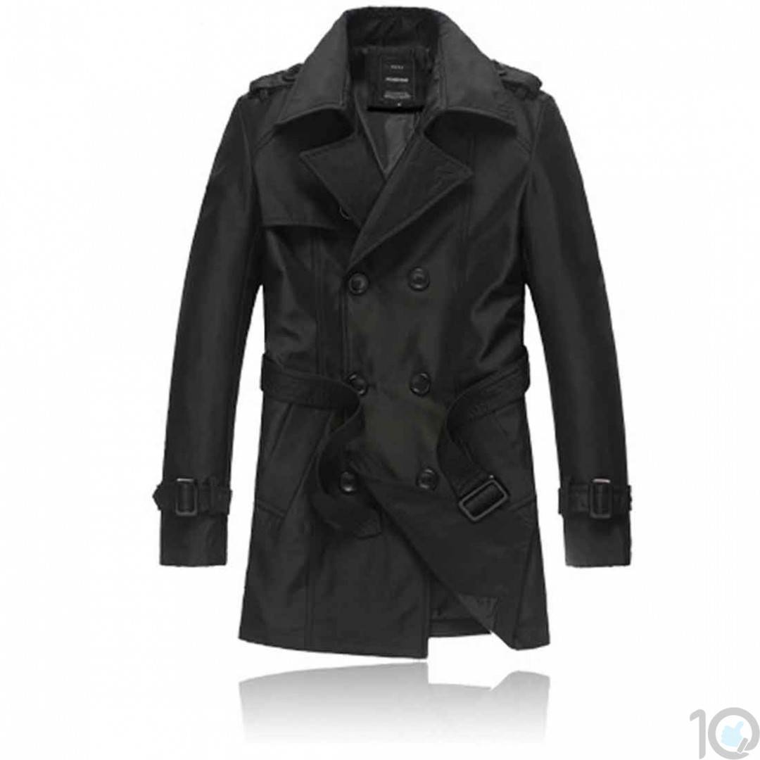 Classic Trench/Over Coat for Men Women Black Double Breast Design  Stylish Polyester/Cotton Winter Wear HSN 62