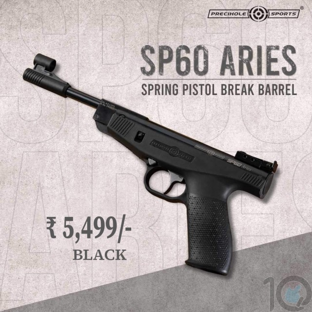 Precihole SP60 0.177 Aries Spring Air Pistol | Glossy Black Finish Barrel | Precihole Air Pistols [ HSN 93040000