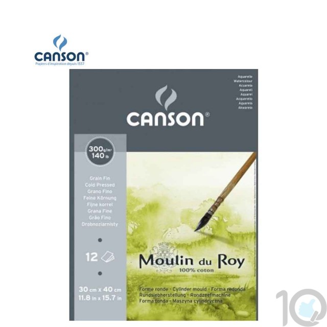 Canson Moulin du Roy - Fine Grain Short Side Glued Pad 300 gsm 30x40.5cm | 10kya.com Art & Craft Supplies