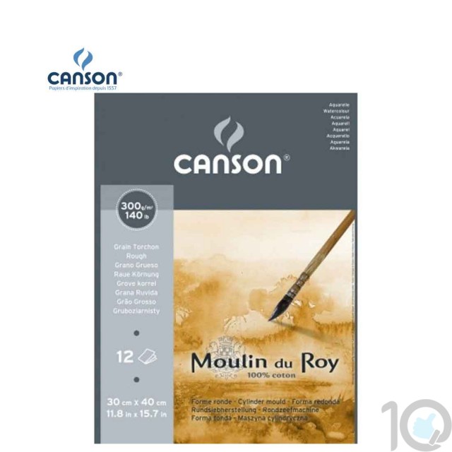 Canson Moulin du Roy - Rough Grain Short Side Glued Pad 300 gsm 30x40.5cm | 10kya.com Art & Craft Supplies