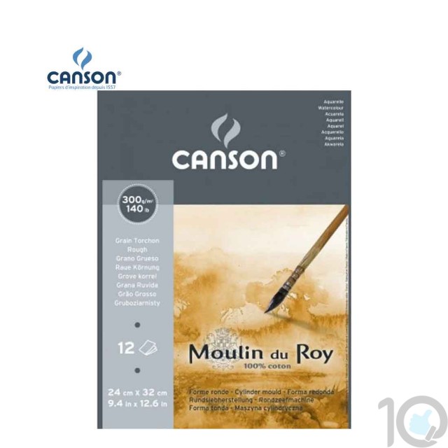 Canson Moulin du Roy - Rough Grain Short Side Glued Pad 300 gsm | 10kya.com Art & Craft Supplies