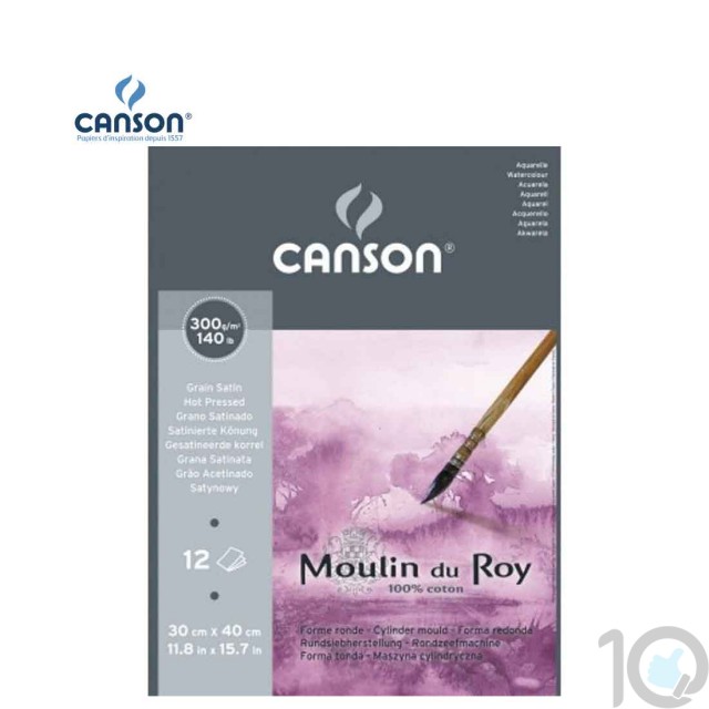 Canson Moulin du Roy - Satin Grain Short Side Glued Pad 300 gsm 30x40.5cm | 10kya.com Art & Craft Supplies