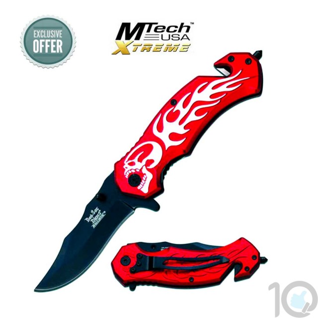 M-Tech DS-A046RD Spring length Assisted Knife-Red 4.5 "Closed | Hunting & Survival Tools | 10kya.com Airgun India Online Store