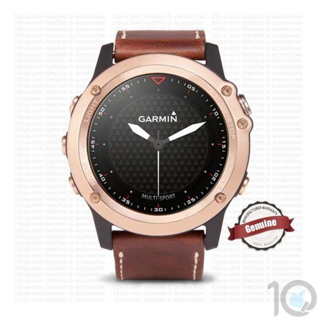 Buy Garmin Fenix 3 Sapphire Rose Gold with Leather Band | 10kya.com Garmin Watches Online Store