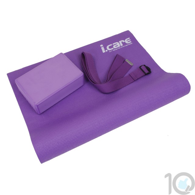 I.Care Lady Yoga Mat Combo-Yoga Mat+ Brick+Strap | JIC025
