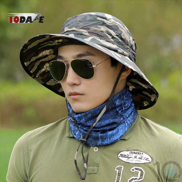 10Dare Jungle Outdoor Wide Brimmed Sun Hats | 54-60 cm Adjustable | Cotton Camo | Outdoor Headgear [HSN 6501