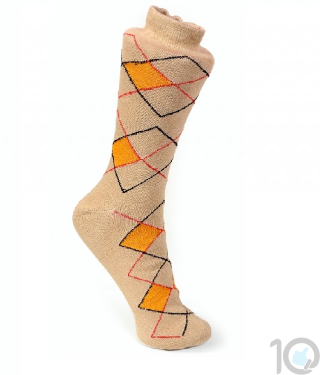 buy Criss Cross Design Cream Socks - 1 Pair | kcreamcrosspc01 best price 10kya.com