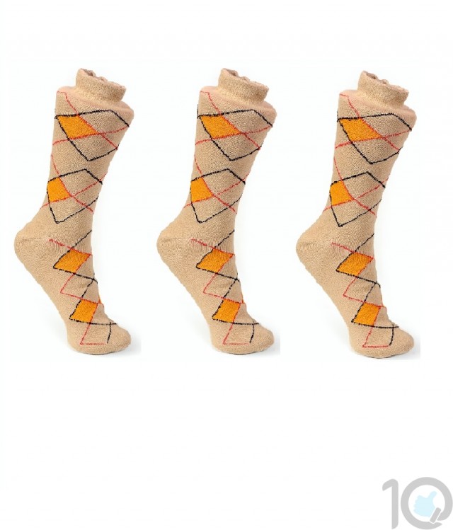 Criss Cross Design Buy-Cream Socks - 3 Pair | kcreamcrosspc03 Best price 10kya.com