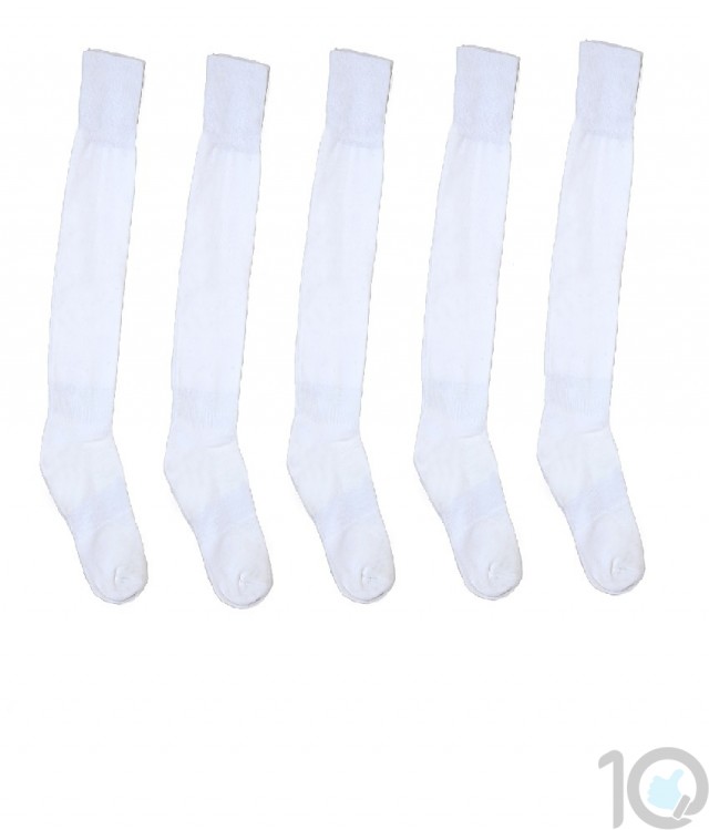 International Standard Design White Football Socks - 5 Pairs | kfootballwhitepc05