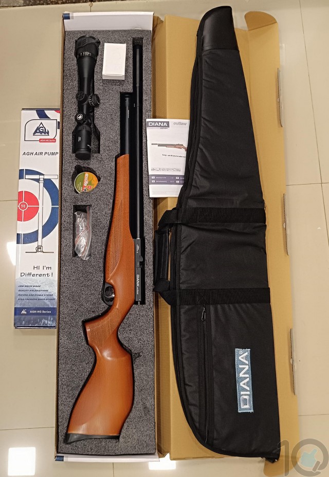 Diana Outlaw .177 PCP Airgun With Discovery Scope VTR 4-16x42 + Mounts + Diana high quality padded rifle bag + 4 Stage Hand Pump Combo Offer