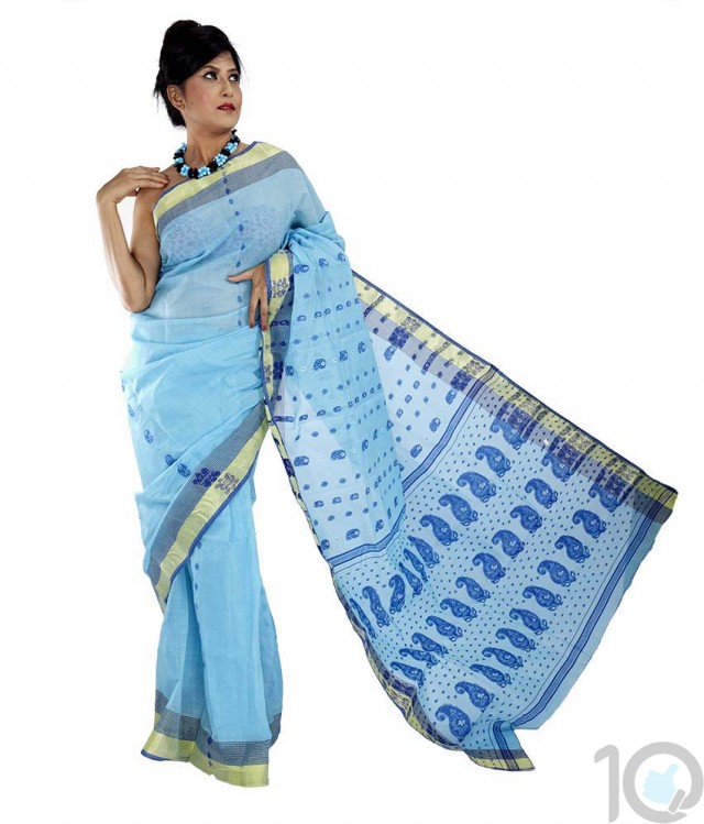 Bengal Tant Sarees | Sky Blue | sri116201o2