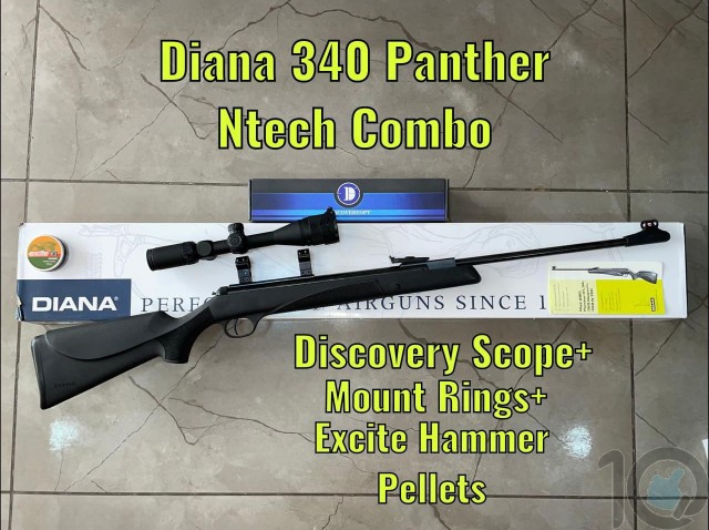 Diana 340 Panther N-Tech Air Rifle FREE Scope Pellets | Cal. 4.5 mm (.177) | Break Barrel