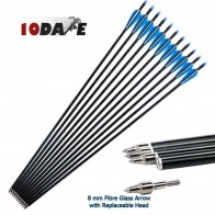 10Dare Arrows for Archery Competition with Replaceable Heads | 8mm 31" Spine500 Fiberglass Arrow for Recurve Bows [ HSN 95