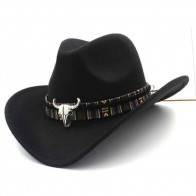 10Dare Cowboy Hat with Bull Badge | Black | Stetsons, Fedoras, Sombreros Sun Hats | Pure Felt Material | Outdoor Headgear [HSN 6501