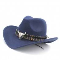 10Dare Cowboy Hat with Bull Badge | Blue | Stetsons, Fedoras, Sombreros Sun Hats | Pure Felt Material | Outdoor Headgear [HSN 6501