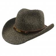 10Dare Cowboy Straw Hat with Native American Motif Badge & Leather Belt | Grey | Stetson Summer & Winter Hats for Men & Women | Tocquilla Straw | Outdoor Headgear [HSN 6501