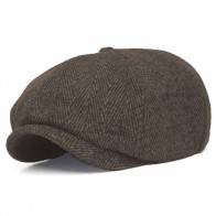 10Dare Irish Newsboy Floppy Cap | C7/8 Brown Herringbone Wool 30 Cap | Med/Large | Vintage Cap for Men & Women | Wool+Viscose | Outdoor Headgear [HSN 6501
