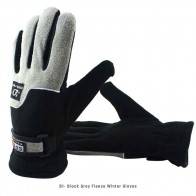 Thick Winter Gloves Fleece Velvet | Upto -20º C* | B1- Black Grey | Light Weight Wind Proof | Outdoor Use Outer Layer | Stylish Polyester/Cotton Winter Wear [ HSN 62