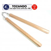 Tozando Akagashi Nunchaku with Metal Chain | Handle 36cm | Red Oak Nunchuck | Hand Made In Japan | Martial Arts Gear [ HSN 95069990