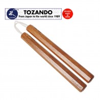 Tozando Akagashi Nunchaku with Cotton Braid | Handle 36cm | Red Oak Nunchuck | Hand Made In Japan | Martial Arts Gear [ HSN 95069990