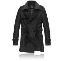 Classic Trench/Over Coat for Men & Women | Black | Double Breast Design | Stylish Polyester/Cotton Winter Wear [ HSN 62