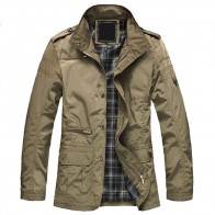 Men's Casual Solid Business Bomber Jacket | Khaki/Tan | Wind Proof | Outdoor Use Outer Layer | Stylish Polyester/Cotton Winter Wear [ HSN 62