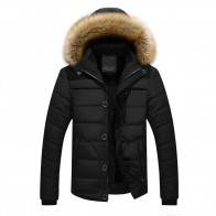 Thick Winter Jacket With Velvet/Fur | Upto -25º C | Black | Light Weight Wind Proof | Outdoor Use Outer Layer | Stylish Polyester/Cotton Winter Wear [ HSN 62