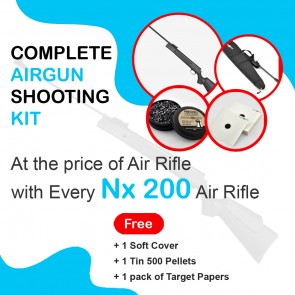 FREE Package worth Rs 1368 - Athena NX200 Nitro Piston Air Rifle | Long Black Barrel | Walnut Finish Stock | 4.5 Cal 0.177 | Buy Break Barrel Air Rifle India