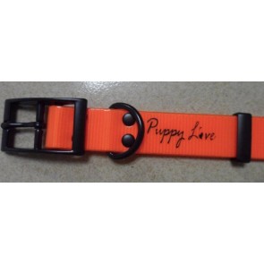 Puppy Love - TPU Coated Nylon Webbing Pet Collars - Fluorescent Orange - Large