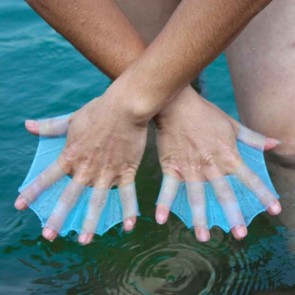 10Dare Swimming Fins Pair | 5 Fingers Web | For Men & Women - M & L Size | Silica Gel Resistance Gloves for Better Swimming | Light Blue