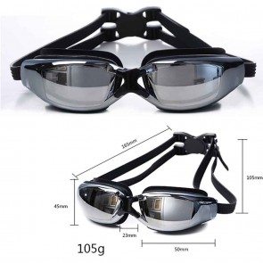 10Dare Swimming Goggles | Electroplated Mirror Finish Glasses | UV Protection for Eyes | Black Stem + Black Glasses