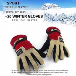 Thick Winter Gloves Fleece Velvet | Upto -20º C* | R1- Red, Black & Beige | Light Weight Wind Proof | Outdoor Use Outer Layer | Stylish Polyester/Cotton Winter Wear [ HSN 62