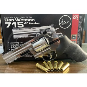 Dan Wesson 715 4 Inch Revolver Silver Steel 12G CO2 | Pellet Air Revolver HSN 93040000