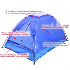 WAJUMO-ATG Basic Tent | 2 Person Waterproof Tent | Camping Dome Tents [ HSN 63062200