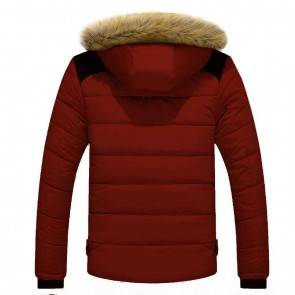 Thick Winter Jacket With Velvet/Fur | Upto -25º C | Maroon Red | Light Weight Wind Proof | Outdoor Use Outer Layer | Stylish Polyester/Cotton Winter Wear [ HSN 62