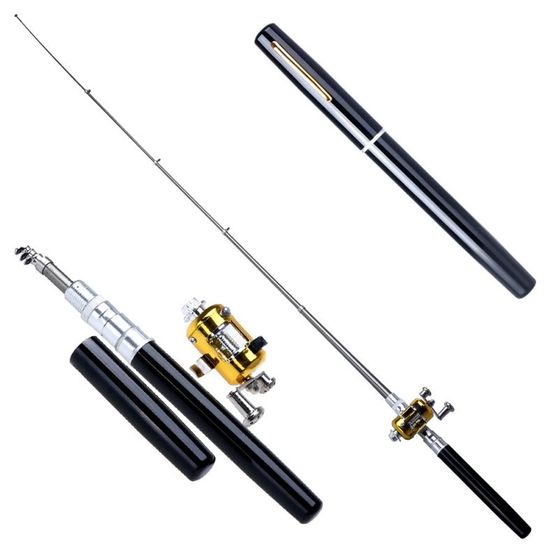 Buy Online India Pen Pocket Fishing Tackle, Black, Telescopic Mini  Fishing Pole Aluminium Alloy Fishing Rod With Reel & Wheel