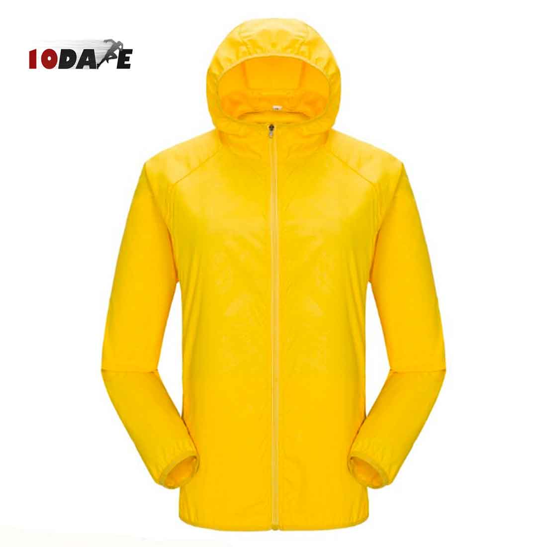 yellow hiking jacket