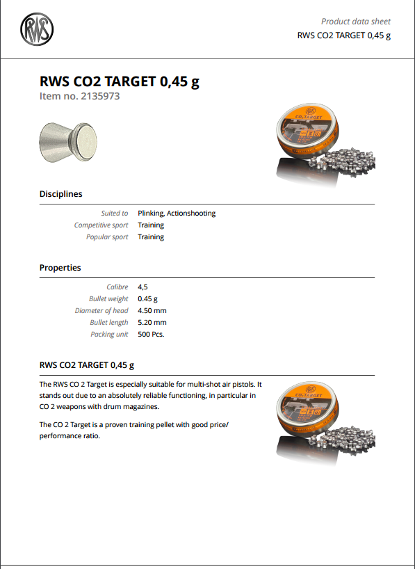 RWS CO2 Target Data Sheet