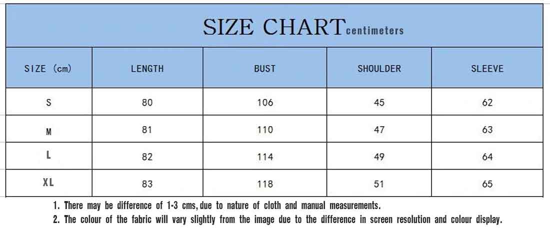 Trench Coat Size Chart - 10kya.com
